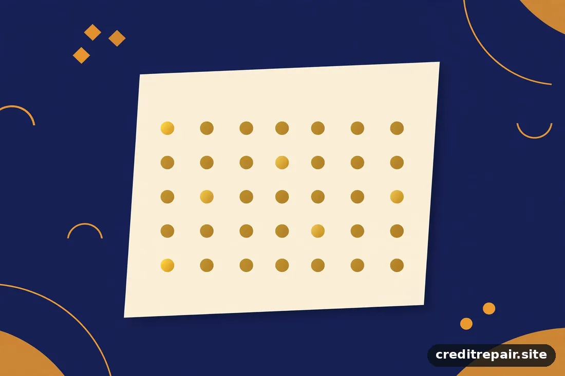 Ilustración abstracta de un calendario marfil con marcas semanales doradas sobre fondo azul marino 